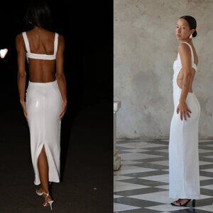 Meshki Adoria Sequin Cut Out Maxi Dress - White